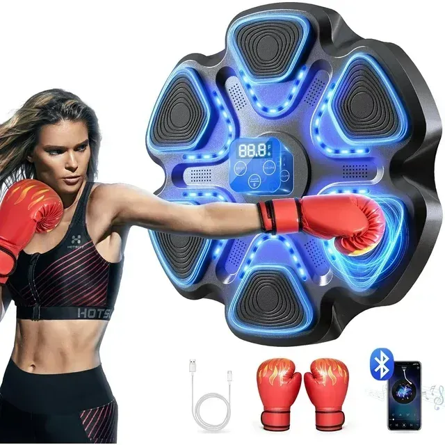 Photo 1 of Music Boxing Machine, Smart Bluetooth Connection Boxing Equipment, Fight Reaction Training Boxing Pad, Release Pressure Wall Mounted Punching Equipment with Boxing gloves for Home,Indoor and Gym           