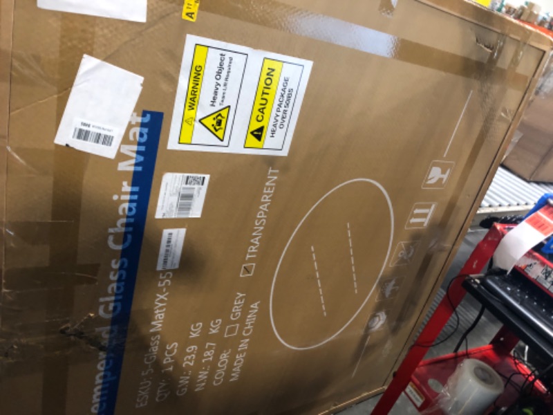 Photo 1 of [Tempered Glass] 55" x 55" Round Glass Chair Mat, Heavy Duty Hard Floor Mat with Round Corner and Polished Edge, Office Chair Mat for Carpet Office Home Hardwood Floor Desk