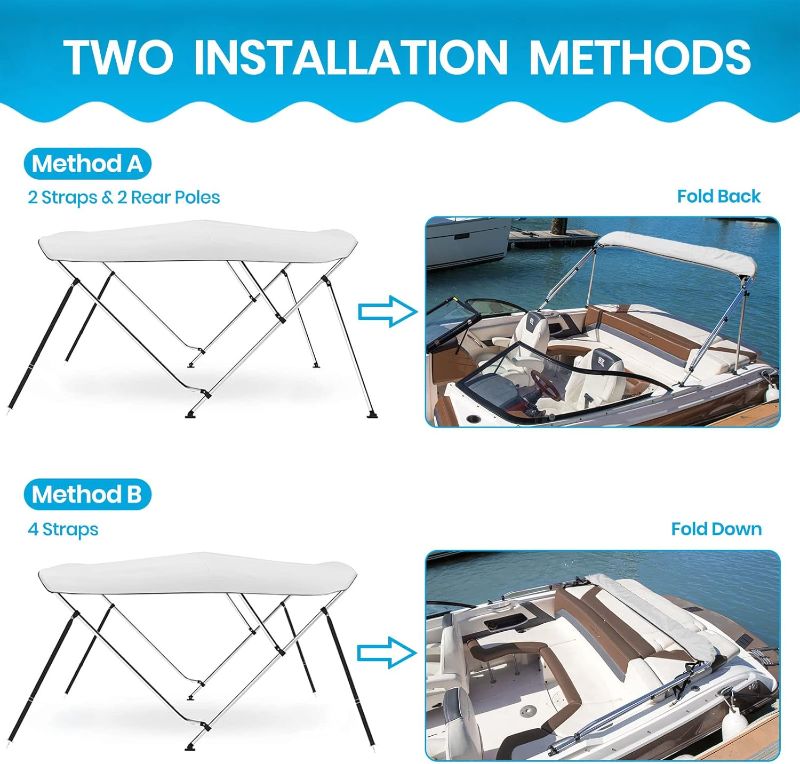 Photo 1 of *****Height 8Lx54Hx91-96 *****Naviskin 10 Optional Colors Available 3-4 Bow 13 Different Size Bimini Top Cover Includes Mounting Hardwares,Storage Boot with 1 Inch Aluminum Frame 

