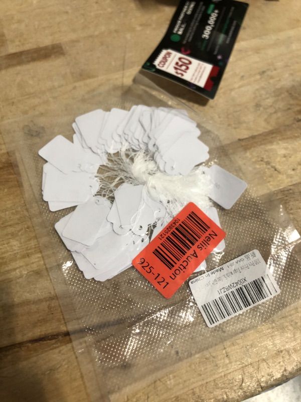 Photo 1 of 100 Pcs Price Tags with String 1.14 X 0.85 inch White Price Tags Blank Tag with String for Gift Jewelry Clothing
