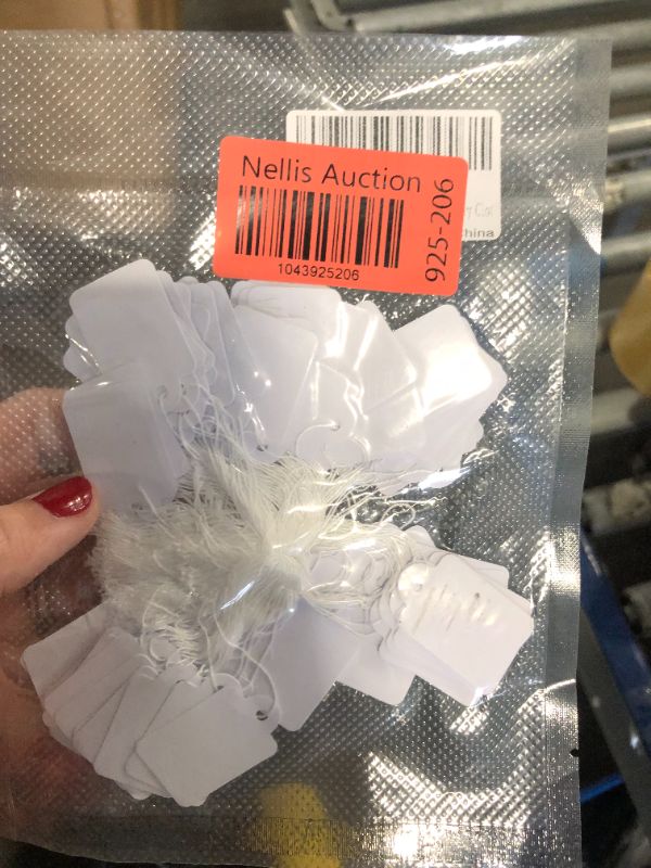 Photo 1 of 100 Pcs Price Tags with String 1.14 X 0.85 inch White Price Tags Blank Tag with String for Gift Jewelry Clothing
