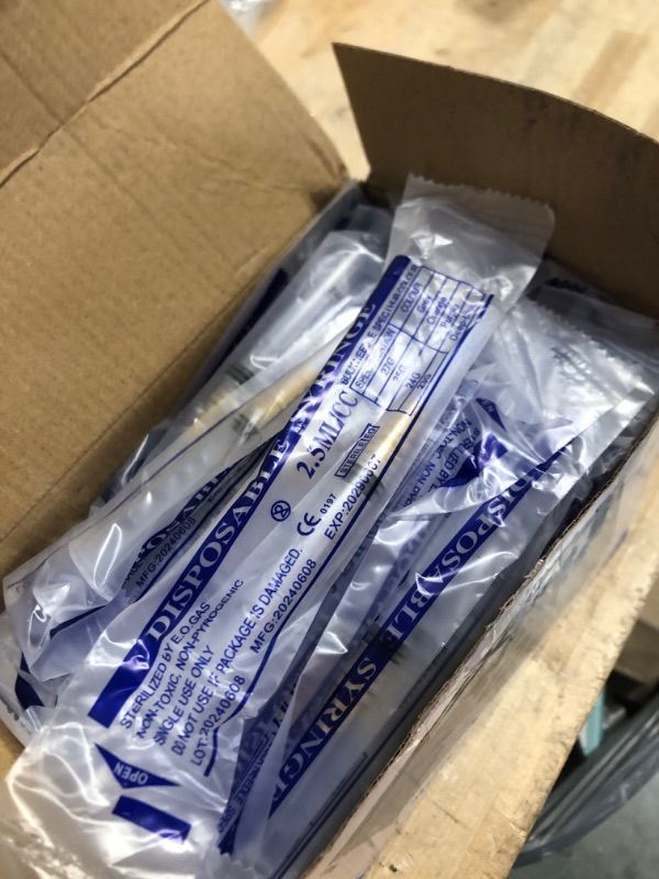 Photo 1 of 100 Pack Disposable 3ml/cc Lab Syringes with 23Ga 1 Inch Needle Luer Lock, Individually Sealed Packed