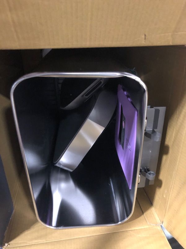 Photo 1 of simplehuman 45 Liter / 12 Gallon Rectangular Hands-Free Kitchen Step Trash Can with Soft-Close Lid, Brushed Stainless Steel    ***LID MALFUNCTION***       
