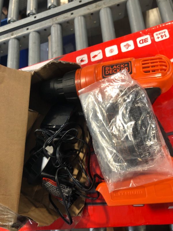 Photo 1 of BLACK+DECKER 20V MAX POWERECONNECT Cordless Drill/Driver + 30 Piece Bits and Drivers Kit (LD120VA). 