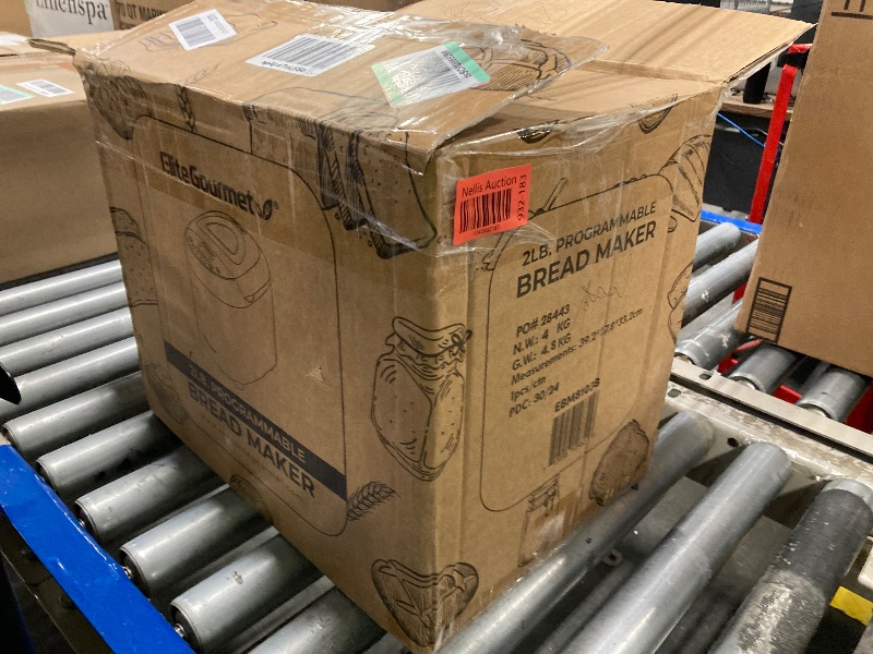 Photo 1 of ***small crack on lid***Elite Gourmet EBM8103B Programmable Bread Maker Machine 3 Loaf Sizes, 19 Menu Functions Gluten Free White Wheat Rye French and more, 2 Lbs, Black