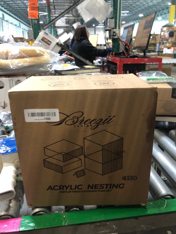 Photo 1 of BreeziiDesign 10” Large Buffet Risers with Mini Signs, Table Risers, Buffet Risers and Stands, Acrylic Cube Display Box Riser for Catering Party Buffet Table Food Display, Dessert, Cakes - White, Set of 4 Boxes