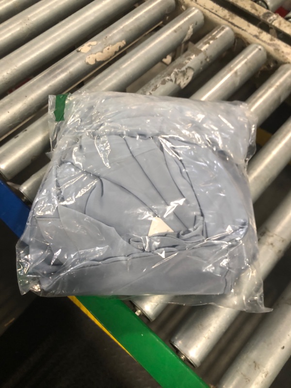 Photo 1 of Cold Shoulder Chiffon Bridesmaid Dresses Dusty Blue for Women 2024 with Pockets Elegant A-Line V Neck Formal Party Dresses Long for Wedding with Slit, 4