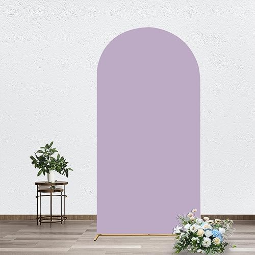 Photo 1 of AIBIIN 2x5ft Spandex Arch Backdrop Purple Wedding Arch Cover Fit Round Top Backdrop Stand Wall Cover for Wedding Baby Shower Bridal Shower Birthday Events Party Decorations