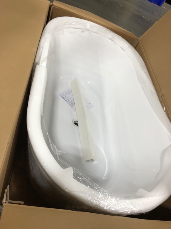 Photo 1 of 59" Free Standing Tub, Pure Acrylic Freestanding Bathtub, Stylish Stand Alone Contemporary Deep Soaking Bath Tub, cUPC Certified SY1550 (Glossy White)