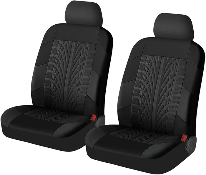 Photo 1 of 2PCS Car Seat Covers for Front Seats, Breathable Waterproof Polyester Auto Seat Protectors, Universal Vehicle Split Cushion Cover, Interior Accessories for Car, Truck, SUV (Black)