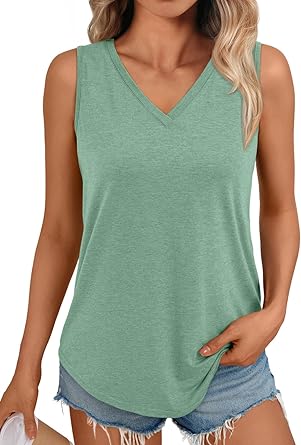 Photo 1 of AUTOMET Women Tank Tops 2025 Sleeveless Summer Vacation Beach Fashion Tees Shirts Comfy Casual Flowy Spring Outfits Clothes (size M)