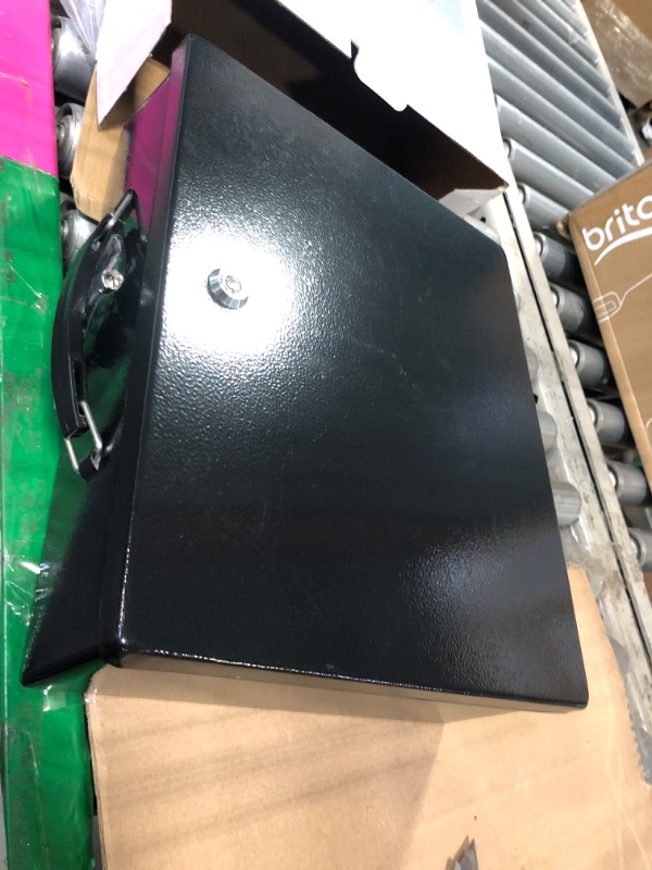 Photo 1 of **MISSING KEYS***Fireproof Document Box, Fire Resistant Safe Box with Key Lock for Valuables, Fireproof Box Security Chest for Documents, Passport, Cash, Tablet, Exterior 13.2'' x 11'' x 4.13'' Large ***LICKED, DEMTED ON THE CORNER***