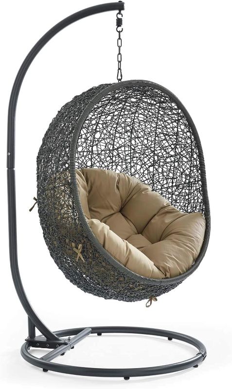Photo 1 of **THIS IS BASE AND STAND ONLY**
Modway EEI-2273-GRY-MOC Hide Wicker Rattan Outdoor Patio Porch Lounge Egg Swing Chair Set, With Stand, Gray Mocha