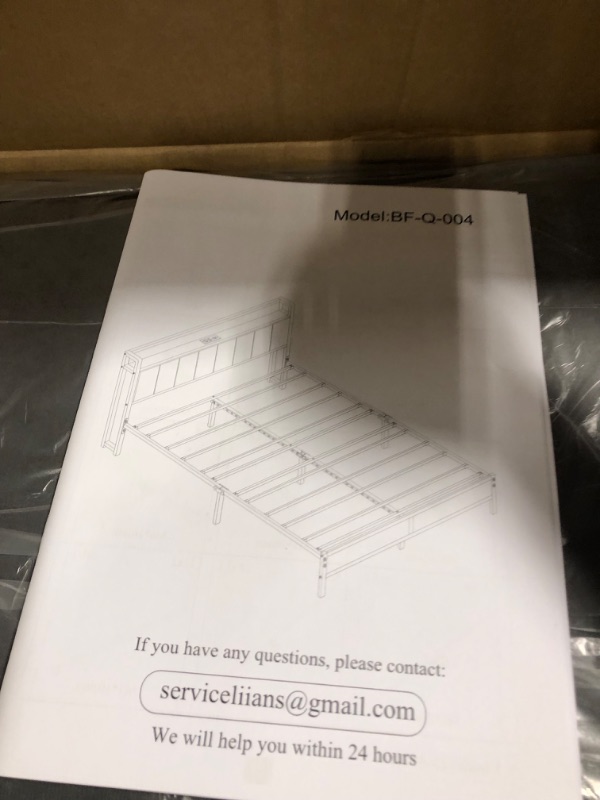 Photo 1 of **WILL NOT FIT IN CAR-LARGE SUV OR TRUCK**
Queen Bed Frame with Headboard, Metal Platform Bed with Smart LED Lights and USB Charging Station, Easy Assembly, No Box Spring Needed