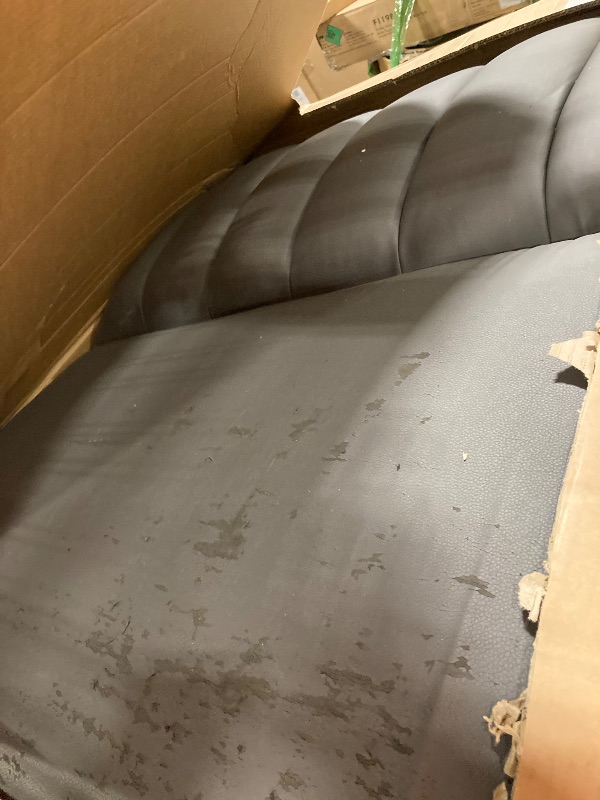 Photo 1 of **DARK GRAY**
Novogratz Brittany 82 Inch Futon Sofa Bed in Faux Leather, Upholstered Couch Sleeper with Tufted Back, Mid-Century Modern Design, Gray