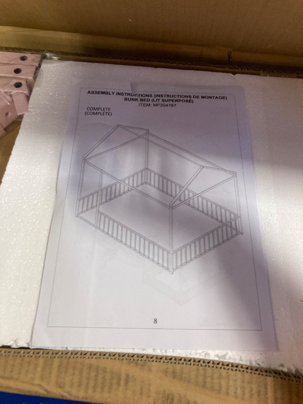 Photo 1 of **will need truck for pick up**
Bellemave Full Size Montessori Floor Bed, Metal House Bed Frame, House Floor Bed for Kids, Montessori Floor Bed with Fence, Playhouse for Kids, Pink
