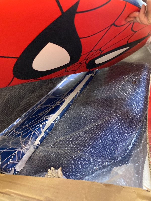 Photo 1 of **Hardware loose in box**
Delta Children Marvel Spider Man Upholstered Twin Bed, Red/Blue