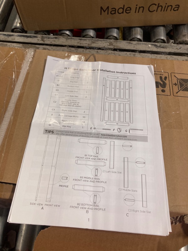 Photo 1 of **may not be exact match**
42in x 84in MDF Sliding Barn Door with 7ft Barn Door Hardware Kit & Handle, Pre-Drilled Holes Easy Assembly -Solid Barn Door Slab Covered with Water-Proof PVC Surface, White, H-Frame