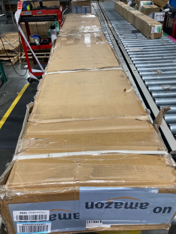 Photo 1 of **WILL NEED TRUCK OR TRAILER FOR PICK UP**
SmartStandard 42 x 96 inch Glass Barn Door with 7FT Brushed Nickel Sliding Hardware Kit & Handle, Pre-Drilled Ready to Assemble, Waterproof PVC Coating, White, 5-Panel Glass