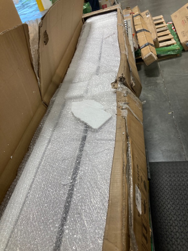 Photo 1 of **WILL NEED TRUCK OR TRAILER FOR PICK UP**
SmartStandard 42 x 96 inch Glass Barn Door with 7FT Brushed Nickel Sliding Hardware Kit & Handle, Pre-Drilled Ready to Assemble, Waterproof PVC Coating, White, 5-Panel Glass