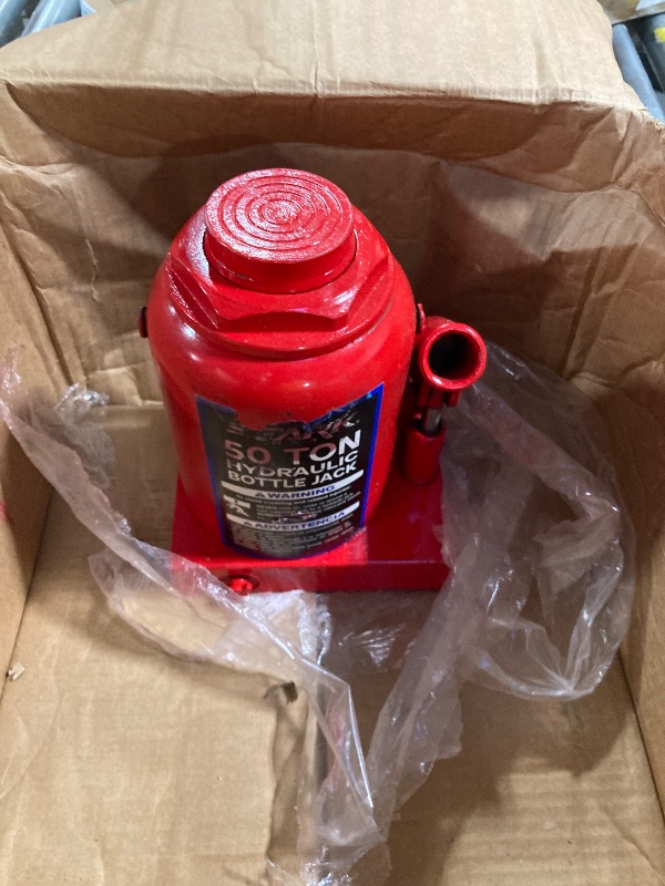Photo 1 of **missing rod**
XtremepowerUS 50-Ton Capacity Hydraulic Bottle Jack Automotive Low Profile Shop Axle Jack Hoist Lift (Red)