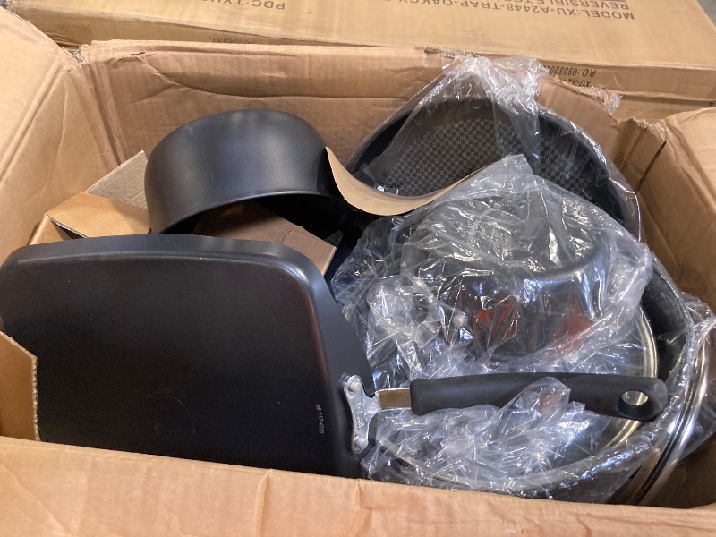Photo 1 of **new open box return**
T-fal Ultimate Hard Anodized Nonstick Cookware Set 17 Piece, Oven Broiler Safe 400F, Lid Safe 350F, Kitchen Cooking Set w/Fry Pans, Saucepans, Saute Pan, Griddle, Pots and Pans, Dishwasher Safe Black