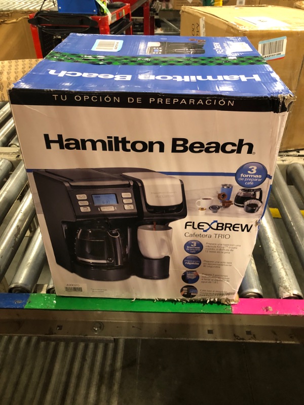 Photo 1 of **Minor break on top of water tank**
Hamilton Beach FlexBrew Trio 2-Way Coffee Maker, Compatible with K-Cup Pods or Grounds, Combo, Single Serve & Full 12c Pot, Black - Fast Brewing (49902)