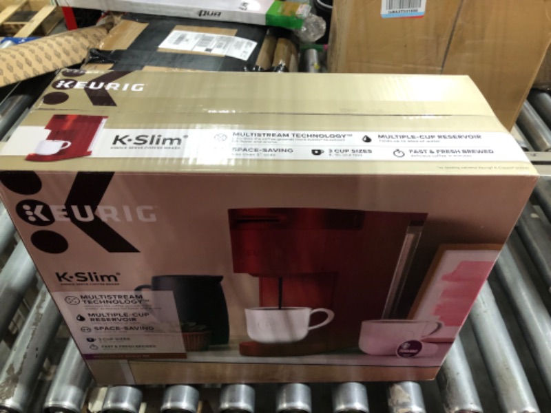 Photo 1 of **Factory sealed as shown in photo**
Keurig K- Slim Single Serve K-Cup Pod Coffee Maker, with 3 Brew Sizes, Multistream Technology, 46oz Removable Reservoir, Scarlet Red
