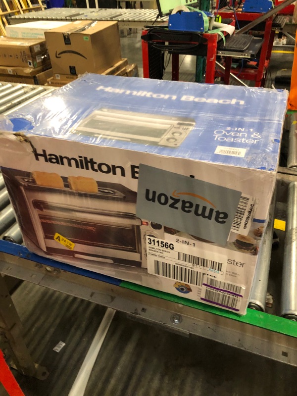 Photo 1 of **Factory sealed as shown in photo**
Hamilton Beach 2-in-1 Countertop Toaster Oven and Long Slot 2 Slice Toaster, 60 Minute Timer and Automatic Shut Off, Shade Selector, Stainless Steel (31156)