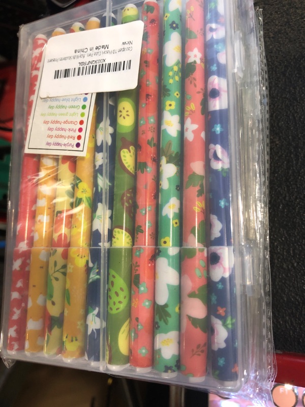 Photo 1 of ****PACK 5***Cooapen 10 Pieces Cute Pens Cartoon Flower Pattern Pens Colored Gel Pen 0.5mm Fine Point Assorted Color Gel Ink Pens for School Office Kids Students Present
