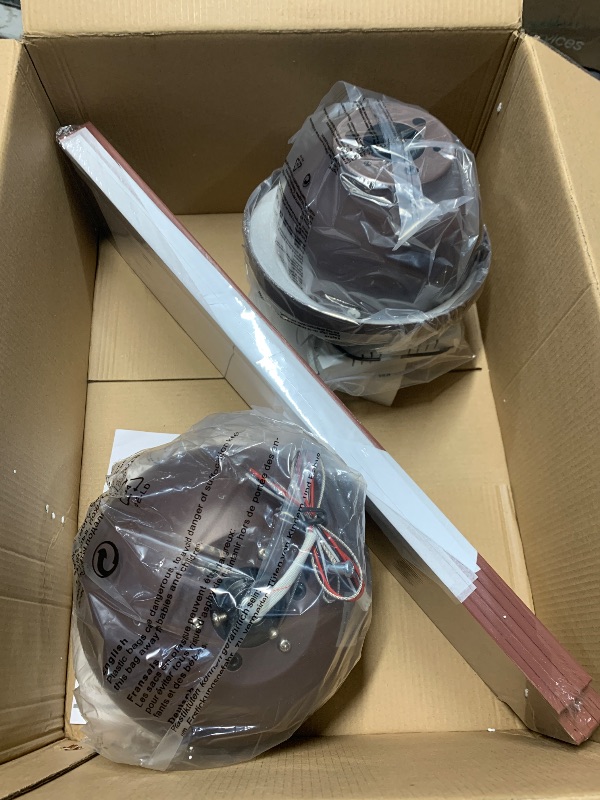 Photo 1 of 48 Inch Low Profile Ceiling Fan without Lights, Brown Farmhouse Ceiling Fan no Light, 6-Speeds, Quiet Reversible DC Motor, Indoor/Outdoor Ceiling Fans with Remote for Patio, Living Room, Bedroom