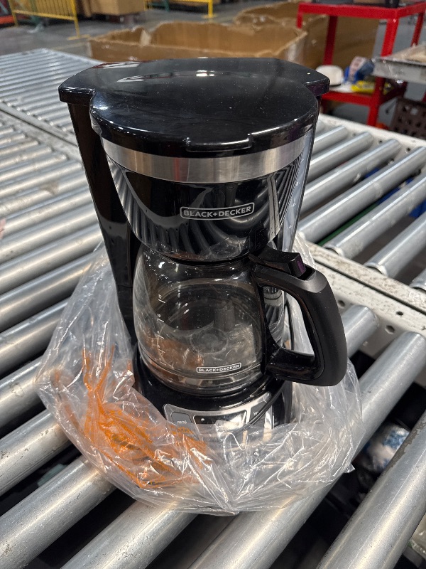 Photo 1 of (USED/FAIR) BLACK+DECKER 12-Cup Digital Coffee Maker, Programmable, Washable Basket Filter, Sneak-A-Cup, Auto Brew, Water Window, Keep Hot Plate, Black