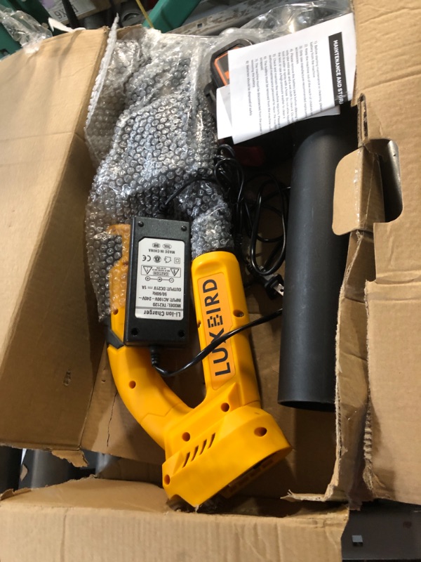 Photo 1 of (Sold for parts only) LUXBIRD 21V Leaf Blower Cordless with Battery and Charger, 5 Variable Speed Up to 150 MPH, Lightweight, 4.0Ah Battery Powered 