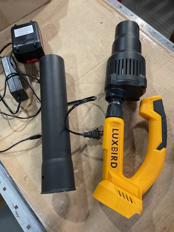 Photo 1 of (Sold for parts only) LUXBIRD 21V Leaf Blower Cordless with Battery and Charger, 5 Variable Speed Up to 150 MPH, Lightweight, 4.0Ah Battery Powered 