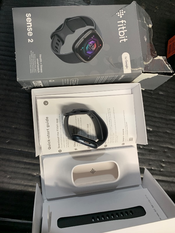 Photo 1 of Fitbit Sense 2 Advanced Health and Fitness Smartwatch with Tools to Manage Stress and Sleep, ECG App, SpO2, 24/7 Heart Rate and GPS, Shadow Grey/Graphite, One Size (S & L Bands Included)