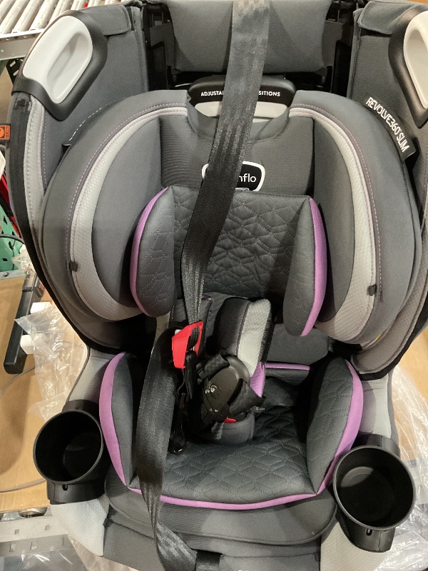 Photo 1 of (Used)(see images) Evenflo Revolve360 Slim 2-in-1 Rotational Car Seat with Quick Clean Cover (Sutton Purple)
