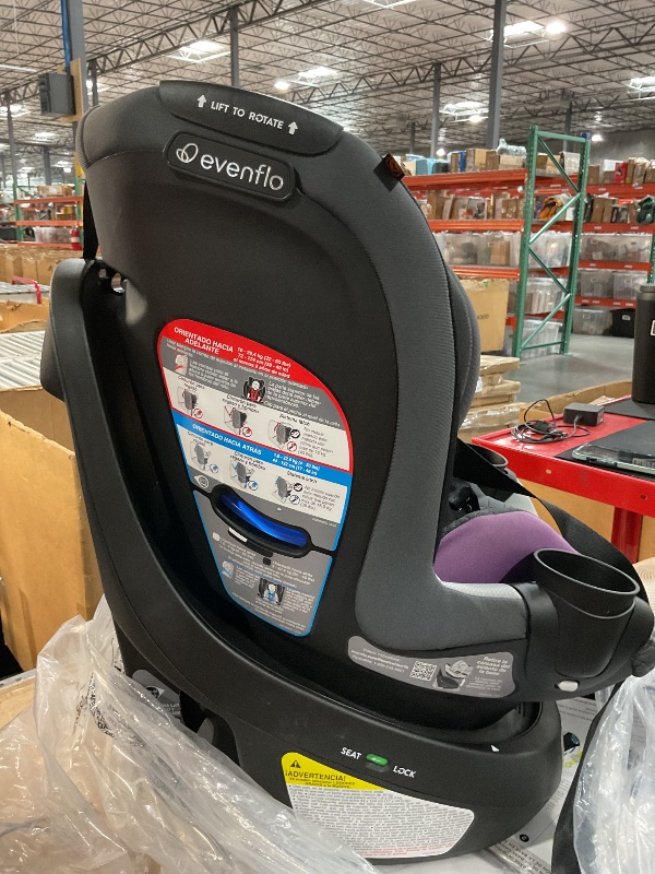 Photo 1 of (Used)(see images) Evenflo Revolve360 Slim 2-in-1 Rotational Car Seat with Quick Clean Cover (Sutton Purple)