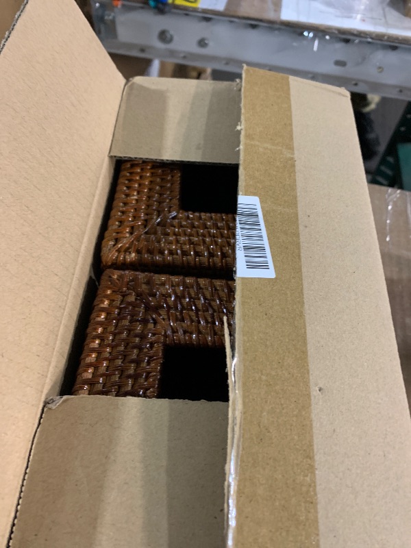 Photo 1 of 2 Pack Square Rattan Tissue Box Cover, Hand Woven Wicker Tissue Holder, 5.5 x 5.5 X 5.7 inches, Brown