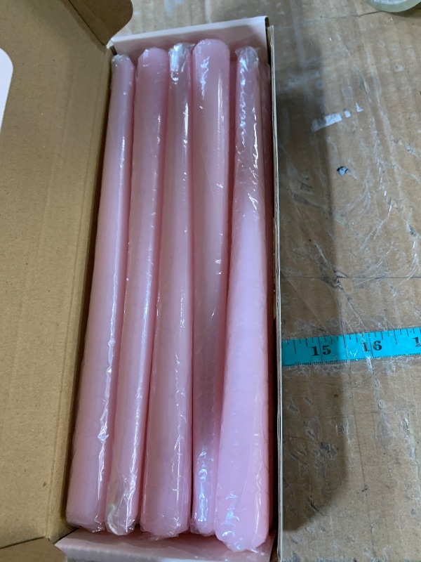 Photo 1 of 10 Inch Baby-Pink Taper Candles for Home Decoration, 10 Pack Unscented Candlesticks for Dinner Wedding Party, Smokeless and Dripless Candle Stick
