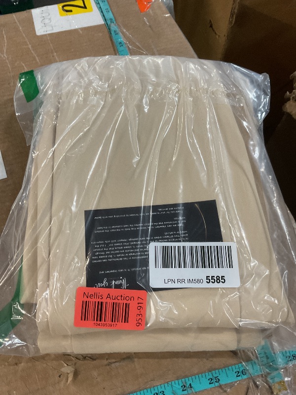 Photo 1 of (BAGGED) (USED/FAIR) YGO Living Room Beige Blackout Valance Decoration Curtain Panels Privacy Protected Noise Reduce Tiers for Window Dressing Room Darkening 52 Wide x 36 Long per Panel Beige 2 Pcs