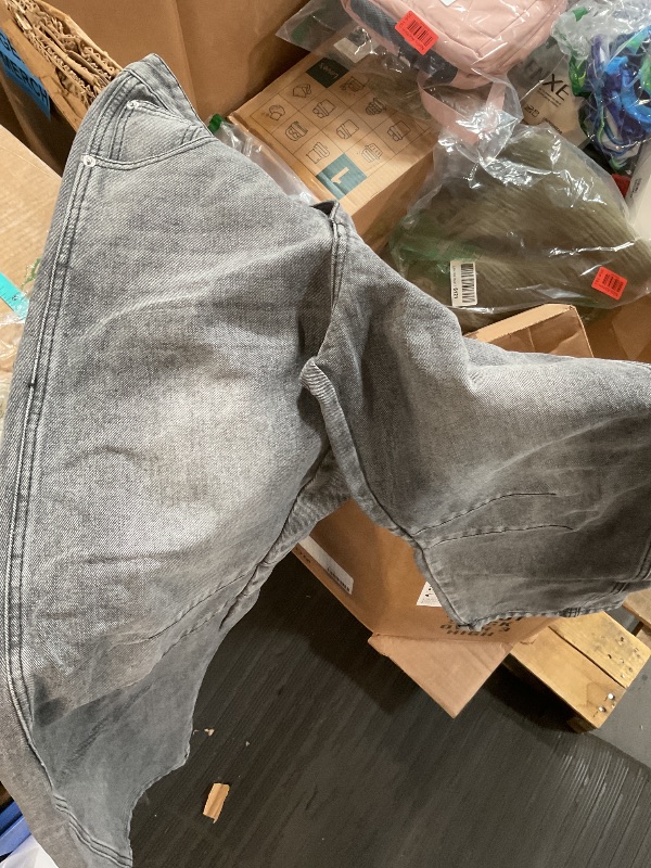 Photo 1 of *STOCK IMAGE FOR REFERENCE*PANTS ARE GRAY* MEDIUM*
GREAIDEA Mid Rise Barrel Jeans for Women Wide Leg Mid Waist Cropped Denim Pants Y2k Baggy Boyfriend Jeans with Pockets
