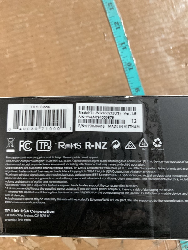 Photo 1 of TP-Link Ultra-Portable Wi-Fi 6 AX1500 Travel Router TL-WR1502X | Easy Public WiFi Sharing | Hotel/RV/Travel Approved | Phone WiFi Tether | USB C Powered | Multi-Mode | Tether App | Durable Design