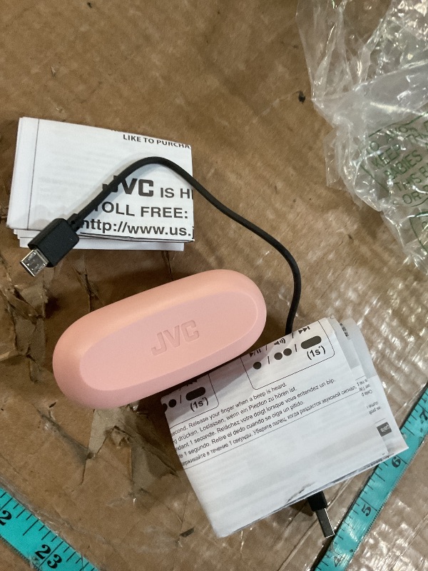 Photo 1 of ***(MAJOR DAMAGE/ SEE NOTES)***JVC Gumy Truly Wireless Earbuds Headphones, Bluetooth 5.0, Water Resistance(IPX4), Long Battery Life (up to 15 Hours) - HAA7TP (Pink)