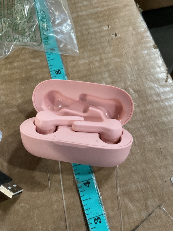 Photo 1 of ***(MAJOR DAMAGE/ SEE NOTES)***JVC Gumy Truly Wireless Earbuds Headphones, Bluetooth 5.0, Water Resistance(IPX4), Long Battery Life (up to 15 Hours) - HAA7TP (Pink)