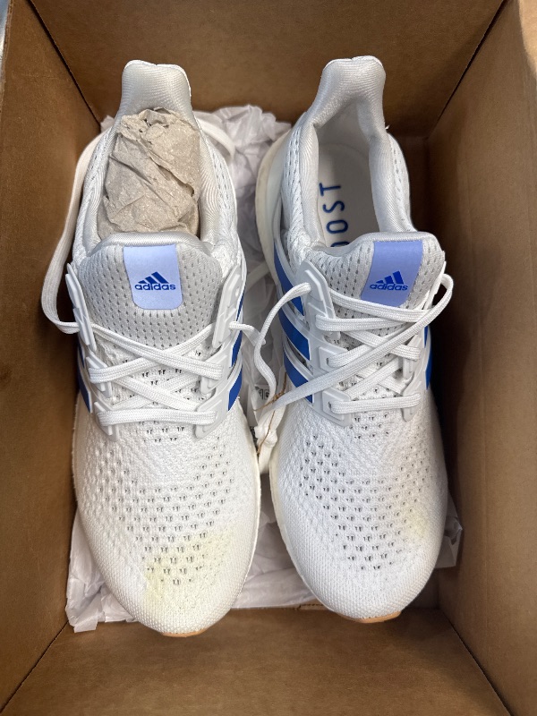 Photo 1 of (SIZE 9) (STAINED) adidas Women's Ultraboost 1.0 Sneaker, White/Blue Burst/Blue, 9
