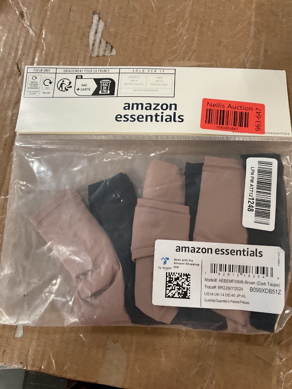 Photo 1 of Amazon Essentials Women's Microfiber Underwear (Hipster & Thong, Available in Plus Size), Pack of 6, Black/Dusty Pink, Medium XL