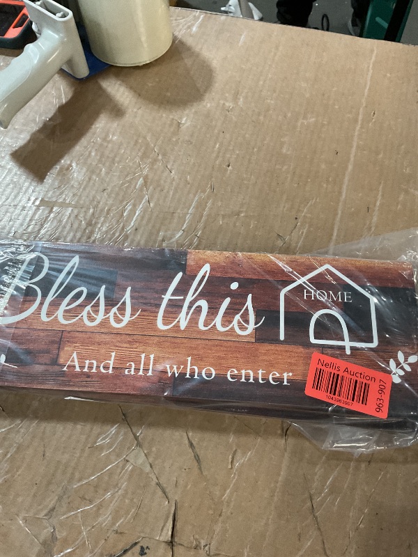 Photo 1 of 4 Pieces Home Wall Signs, THIS IS US/TOGETHER/BLESS THIS HOME/FAMILY Wall Decor For Living Room Bedroom, Rustic Wooden Farmhouse Wall Art , 4.7 x 13.8 Inch(Brown)