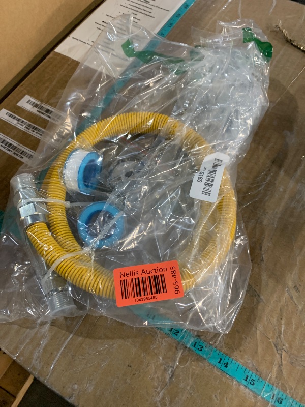 Photo 1 of AMI PARTS 48" Flexible Gas Line Kit Yellow Coated, Gas Hose Connector Kit for Dryer, Stove, Water Heater,5/8" OD(1/2" ID) Stainless Steel Gas Line with Connector 1/2" MIP &1/2"FIP & 3/4"MIP Fitting
