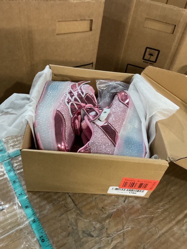 Photo 1 of AIkuass Girls Roller Skate Shoes Shiny LED Light Up Roller Sneakers Kids USB Recharge Shoes with Wheels size 31