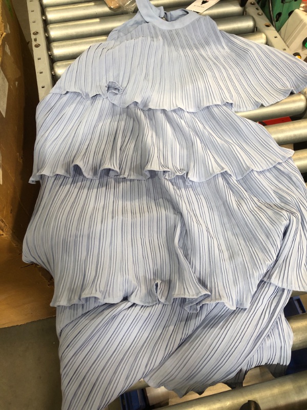 Photo 1 of (see all images) KIRUNDO Womens Summer Dresses 2025 Casual Halter Sundress Sleeveless Flowy Mini Babydoll Tiered Pleated Beach Dress (Light Blue, Medium)